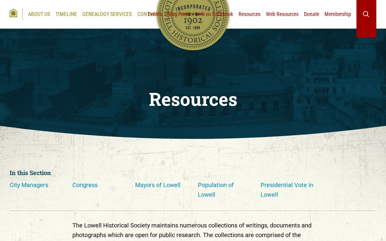 Lowell city directory companion collections listed by the Lowell Historical Society