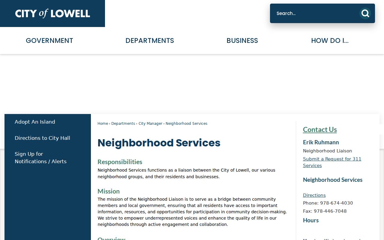 Lowell neighbors resource through the City of Lowell Neighborhood Services liaison page