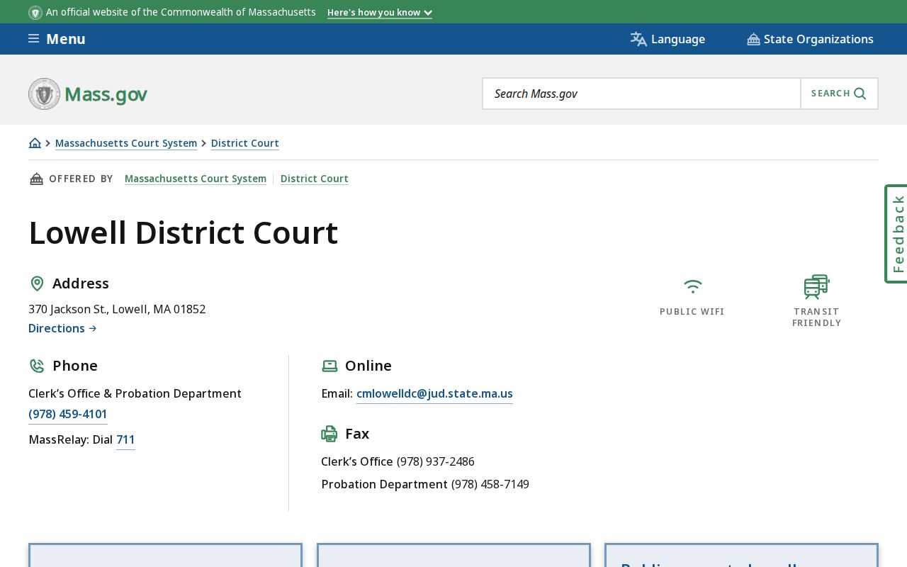 Lowell resident lookup fallback at Lowell District Court clerk and public-record access location