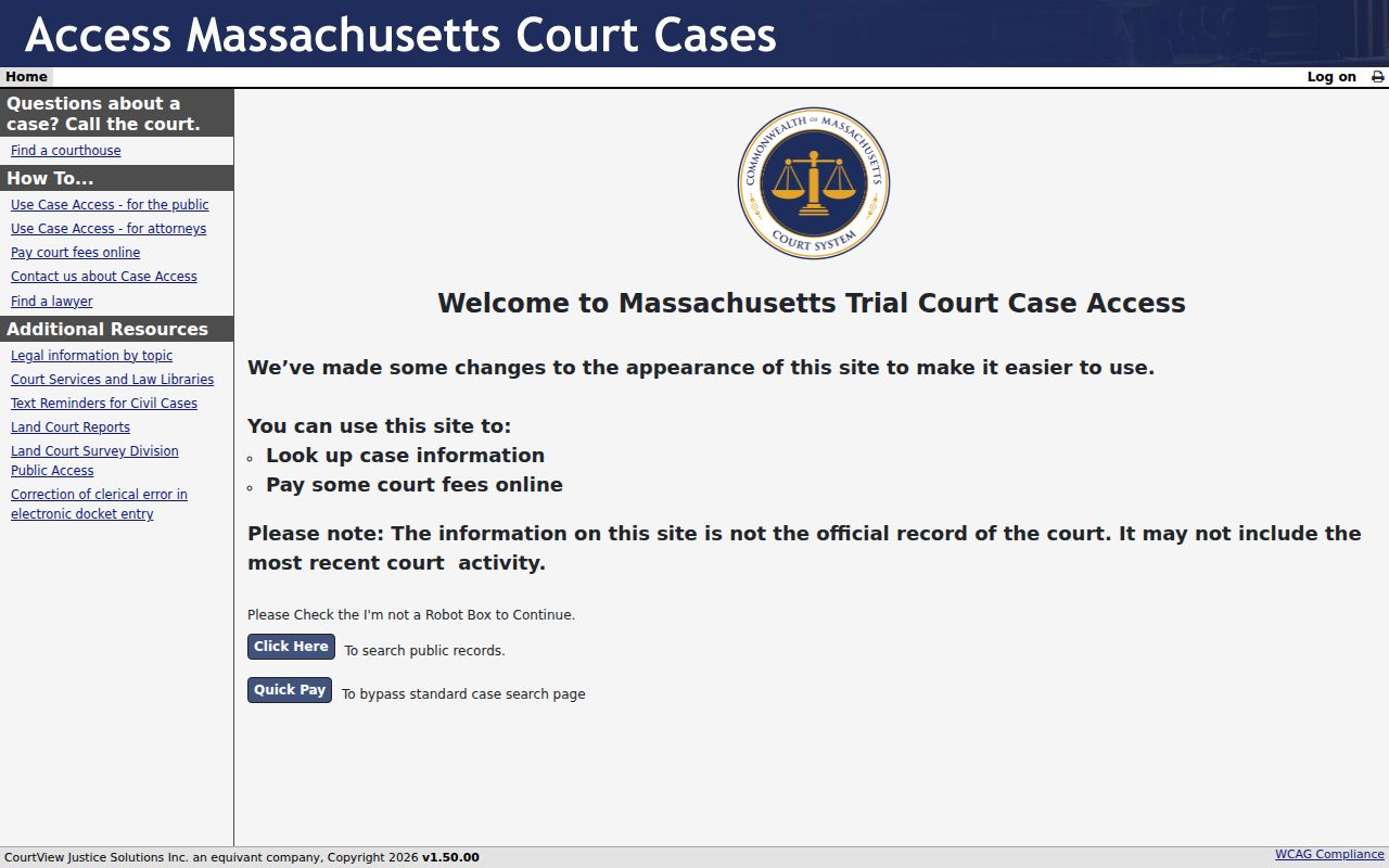 Lowell resident lookup using the Massachusetts Trial Court case-access interface