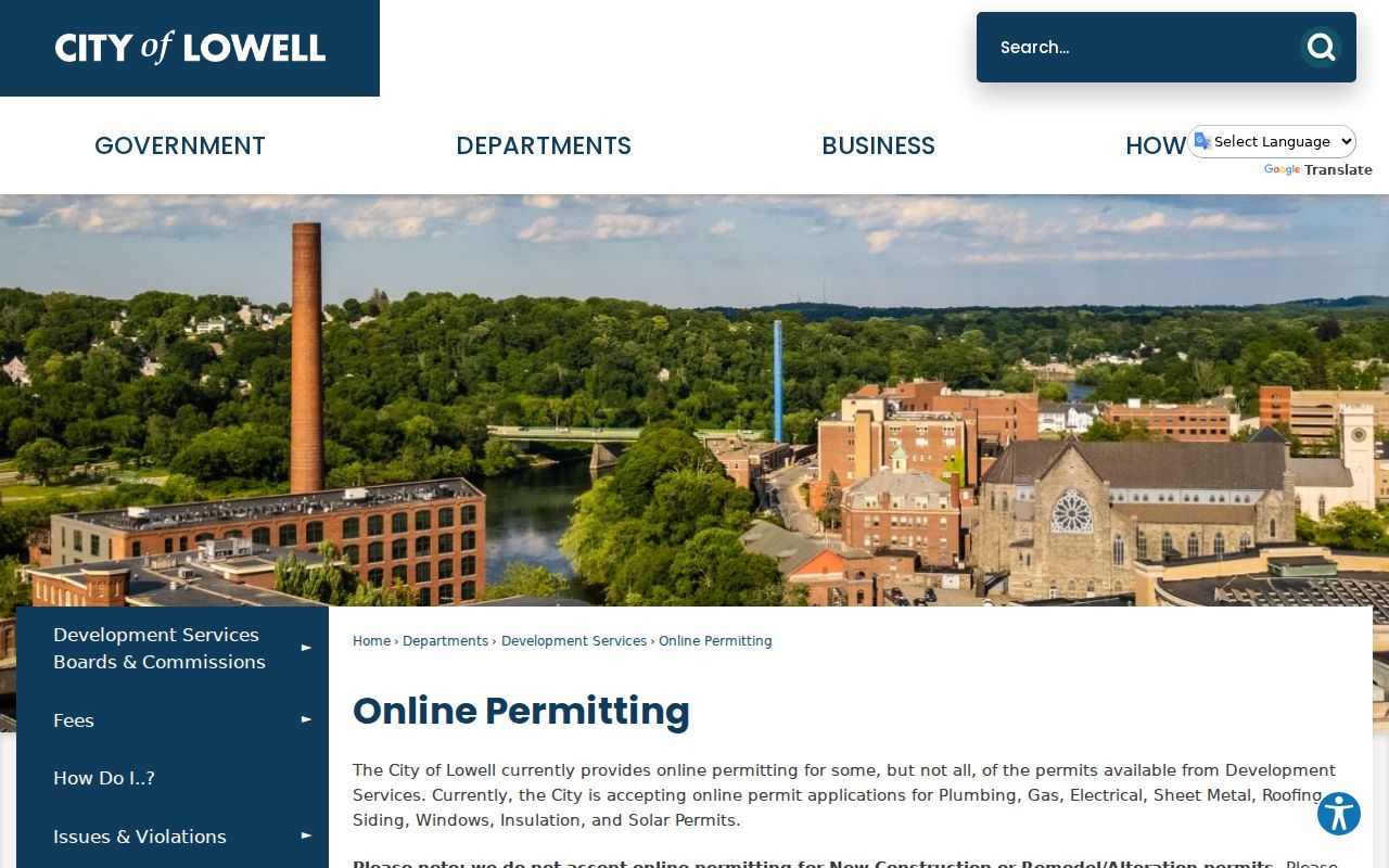 Lowell ZIP code directory online permitting instructions for address and parcel search